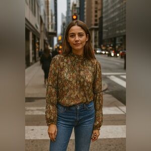 Zara Multicolor Floral Blouse Small